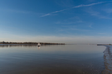 Einsamer Segler auf der Elbe