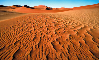 pattern in the sand of red dunes of Namib desert