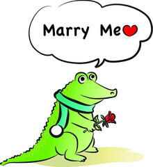vector Cartoon crocodile say marry me