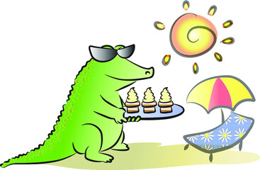 vector Cartoon crocodiles in summer 
