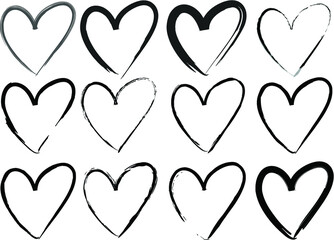 vector line heart shape design set