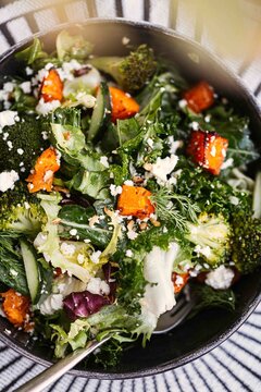 salad with broccoli and pumpkin