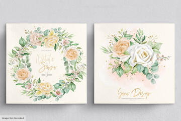 Elegant watercolor hand drawn floral wreaths and bouquets set