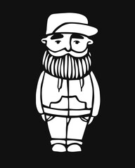 Hipster with beard. Hand-Drawn Doodle. Vector Illustration - stock vector. Hand drawn cartoon character. Bearded man