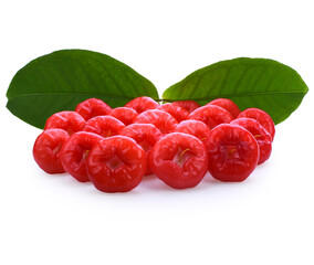 Java apple, Semarang rose-apple (Syzygium samarangense ) or wax jambu on white background