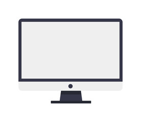 Computer flat screen monitor on isolated white background. Vector stock illustration. Electronic equipment for work. Monitor icon.