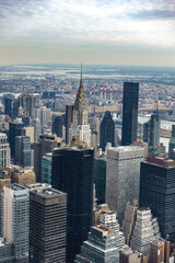 Fototapeta premium Aerial view of New York City Manhattan with skyscrapers and streets.