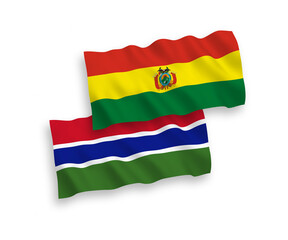 Flags of Bolivia and Republic of Gambia on a white background