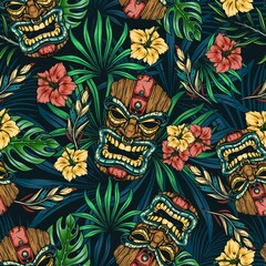 Hawaiian tropical colorful seamless pattern © DGIM studio