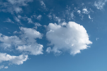 clouds soaring in the blue sky 