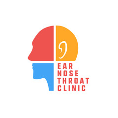 ear nose throat (ENT) logo for Otolaryngologists  clinic concept. vector illustration