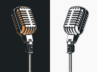 Live on stage open microphone drawing, transparent background clipart illustration - obrazy, fototapety, plakaty
