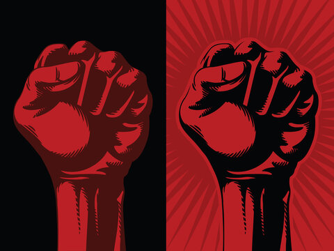 Raised Red Fist Hand Symbol Revolution Communism Socialism