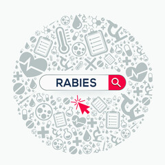 (Rabies) disease written in search bar, Vector illustration