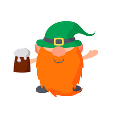 Saint Patrick's Day character. Vector cartoon illustration. Isolated on white.