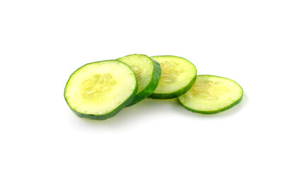 Fresh slice cucumber on white background