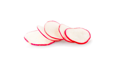 Sliced radish isolated on white background