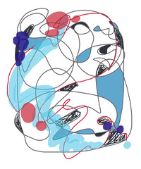 Hand drawn abstract arrangement lines and dots, modern abstract backdrop