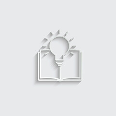 paper book with bulb icon. education symbol vector
