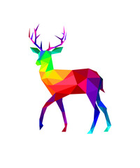 Deer polygon vector, template, icon, image, infographic, minimal, logotype, symbol, sign, poster, sticker, t-shirt graphic design.