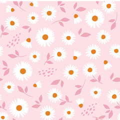 Floral pattern with camomile Cute pattern with small flowers. Vector