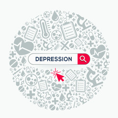 (Depression) disease written in search bar, Vector illustration