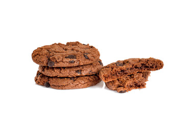 Chocolate chip cookie isolated on white background