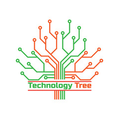 technology tree logo on white background. vector illustration