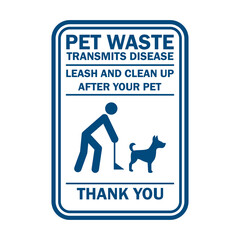 clean up your dog waste warning sign. vector illustration
