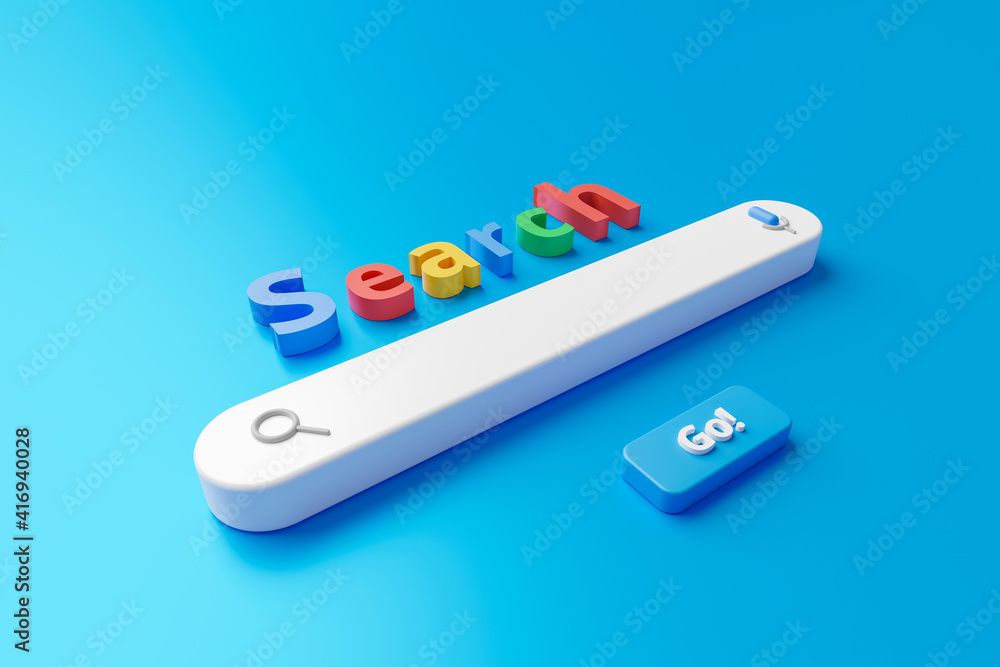 Fototapete blank minimal search bar box on website interface background with searching or finding button. 3d re