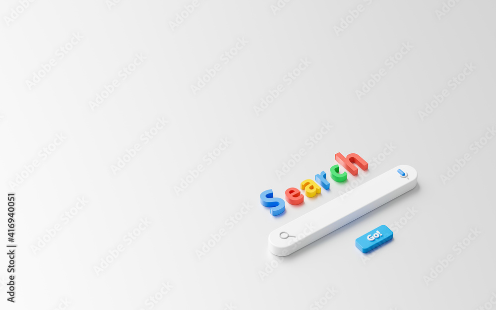 Fototapete blank minimal search bar box on website interface background with searching or finding button. 3d re
