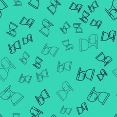 Black line Holy grail or chalice icon isolated seamless pattern on green background. Christian chalice. Christianity icon. Vector.