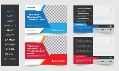 Corporate Post Card Design Template , Print Dimensions	6x4 Inch ,  Included Vector EPS Files Fully Editable and Print Ready Iteam 