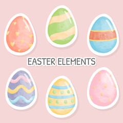 Watercolor happy easter day with easter egg