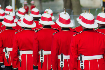 Canadian soldiers of the Royal Canadian Regiment in formation at a ceremony