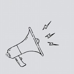 Doodle of Megaphone, Business concept Digital marketing for website, vector illustration 