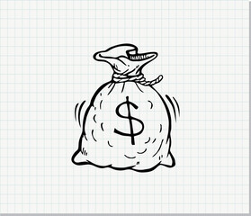 Money bag with dollar sign, vector illustration