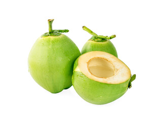 water drop green coconut isolated on white background