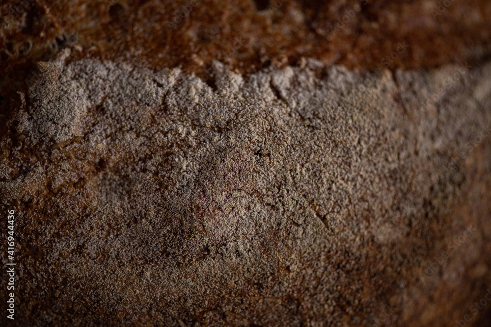 Wall mural loaf of homemade rye bread, very close-up.