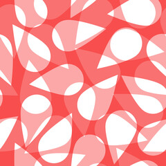 Seamless pattern of abstract elements in red shades for textiles.