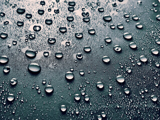 Water drops on grey background.