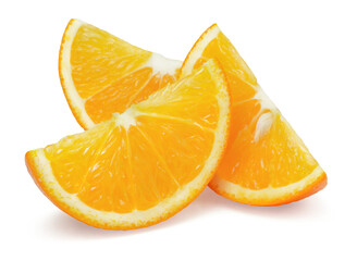 Juicy sweet orange slices isolated on a white background