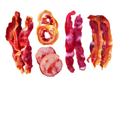 Bacon Strip Different Types Isolated Vector