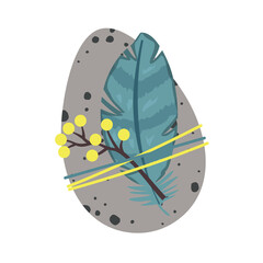 EASTER EGG FEATHER YELLOW TWIG