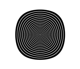 Concentric circle element. Black and white color ring. Abstract  vector illustration for sound wave, Monochrome graphic.