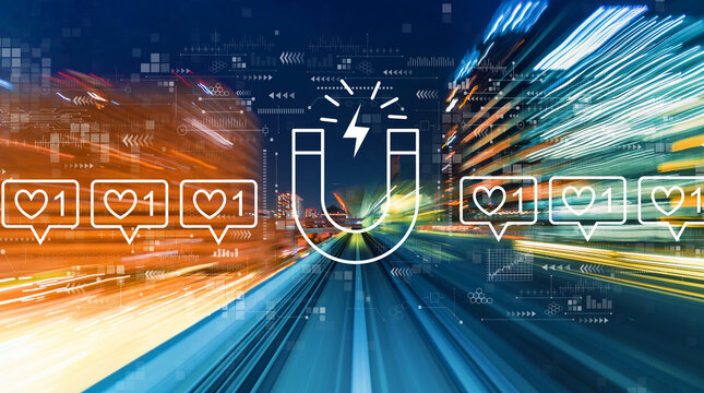 Get more likes concept with abstract high speed technology motion blur