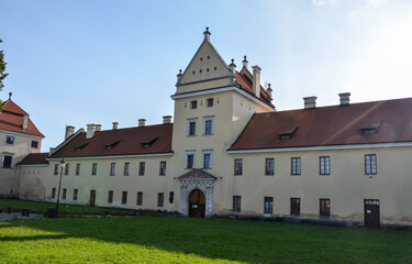 Fototapeta na wymiar Ancient Castle in the historic center of Zhovkva, Lviv region, Western Ukraine