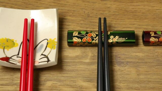 Variation of Japanese chopstick rests and chopsticks