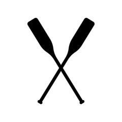 Two black silhouette of crossed oars