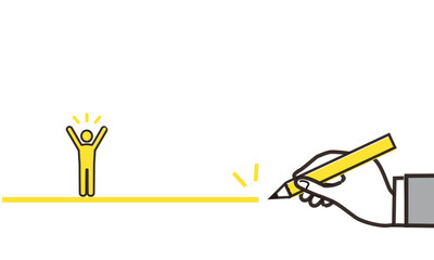 コーチングのイメージイラスト、黄色とグレーのイラストレーション、ベクター素材